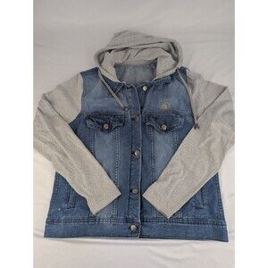 Women's L SDSU Jackrabbits Denim Jacket Large Hooded South Dakota State Rabbit